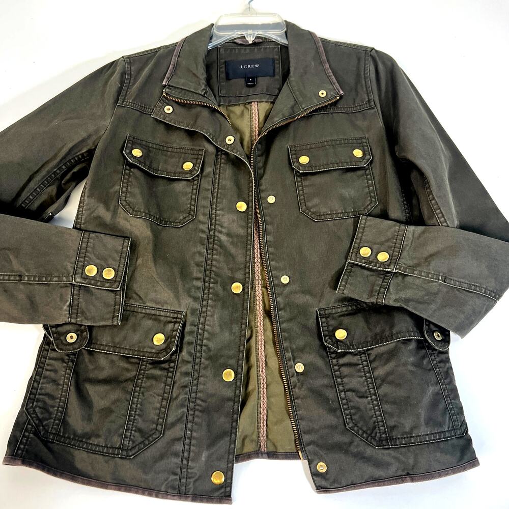 J Crew Military Olive Green Button Gold Button Jacket Size‎ S